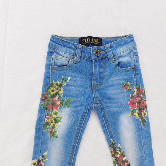 City Ink 2T Painted Adjustable-Waist Distressed Skinny Jeans - Picture 2 of 3